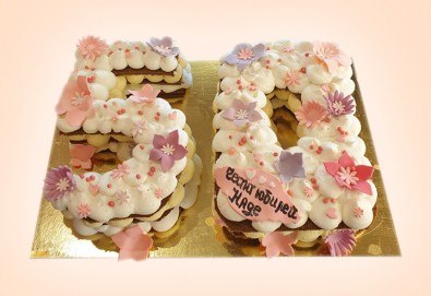 Винтидж торта за рожден ден и юбилей с 3D цифри и размер по избор от Сладкарница Джорджо Джани - Снимка