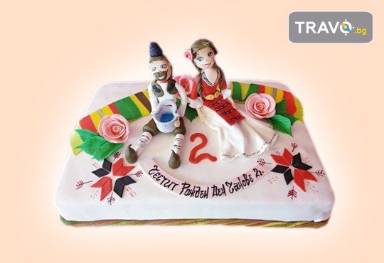 За кумовете! Празнична торта Честито кумство с пъстри цветя, дизайн сърце, романтични рози, влюбени гълъби или др. от Сладкарница Джорджо Джани - Снимка 29