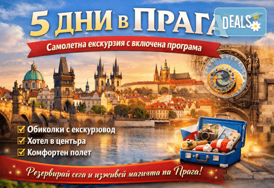 Самолетна екскурзия до Прага - сърцето на Чехия: 4 нощувки със закуски в Art Hotel Le Palais 5*, самолетни билети, чекиран багаж и богата туристическа програма от Слав Травел - Снимка 1