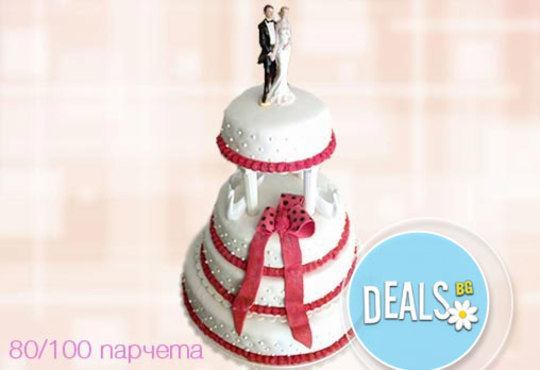 Голяма сватбена торта 60, 80 или 100 парчета с ръчно изработена декорация от Сладкарница Джорджо Джани - Снимка 1
