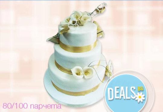 Голяма сватбена торта 60, 80 или 100 парчета с ръчно изработена декорация от Сладкарница Джорджо Джани - Снимка 2