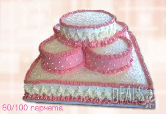 Голяма сватбена торта 60, 80 или 100 парчета с ръчно изработена декорация от Сладкарница Джорджо Джани - Снимка 4