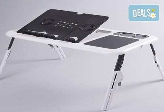 За Вашето удобство! Преносима и сгъваема маса E-table за лаптоп с 2 броя вградени вентилатори от Магнифико Трейд! - Снимка 1