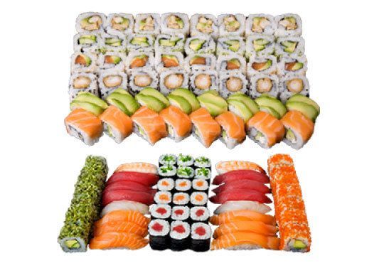 Суши екзотика в сет Izanami със 123 бр. хапки с манго, сьомга, риба тон, нори и японски сосове от Sushi King! - Снимка 3