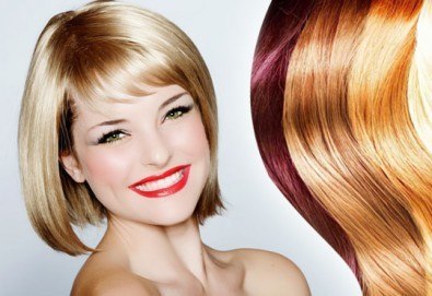 Боядисване с Loreal Matrix, подстригване, оформяне на прическа със сешоар и подарък лакиране с OPI от салон Мелинда!