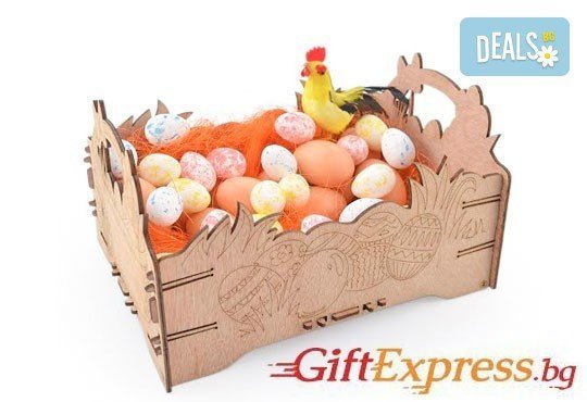 Внесете уют за празника - декорирайте смело! Дървена щайгичка с пирографирани великденски яйца от Gift Express! - Снимка 1