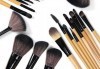 Гримирайте с лекота! Комплект четки за грим от естествен косъм, 24 броя с кожен калъф от NSB Beauty Center! - thumb1 1