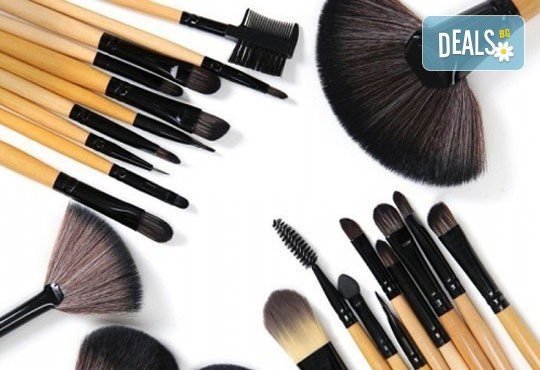 Гримирайте с лекота! Комплект четки за грим от естествен косъм, 24 броя с кожен калъф от NSB Beauty Center! - Снимка 4