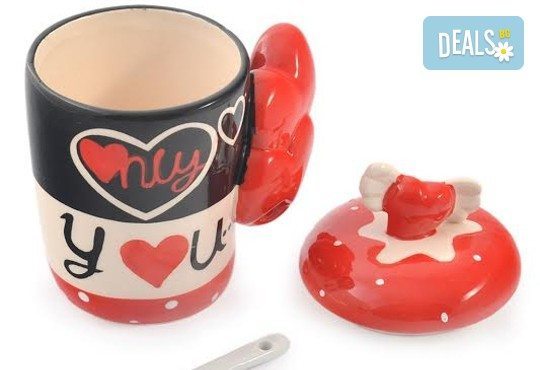 Засвидетелствайте Вашата любов! Подарете комплект от 2 броя керамични чаши с капаче и лъжичка - Love от Gift Express! - Снимка 5