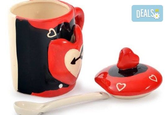 Засвидетелствайте Вашата любов! Подарете комплект от 2 броя керамични чаши с капаче и лъжичка - Love от Gift Express! - Снимка 7