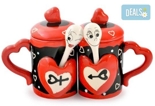 Засвидетелствайте Вашата любов! Подарете комплект от 2 броя керамични чаши с капаче и лъжичка - Love от Gift Express! - Снимка 6