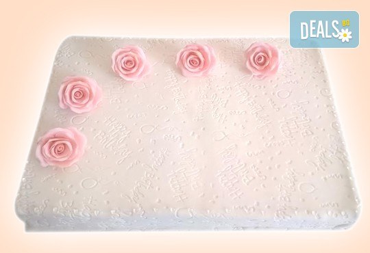 Бутикова торта с щампа Happy Birthday, перли, орхидеи, рози и любими детски герои от сладкарница Орхидея! - Снимка 11