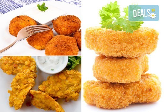 Вкусно предложение! Плато хрупкави картофки и панирани хапки асорти - пиле, сирене и кашкавал, 1 кг, в ресторант Интелкооп, Пловдив! - Снимка 2