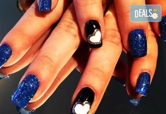 Ноктопластика чрез изграждане с акрил, лакиране с гел лак за допълнителна издръжливост и 2 ръчно рисувани декорации в студио Velesa! - Снимка 4