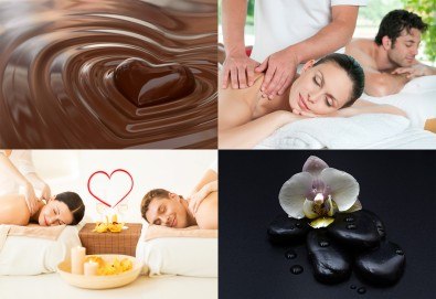 С аромат на шоколад! Класически, релаксиращ или болкоуспокояващ масаж на гръб за двама, терапия Hot stone и зонотерапия на ръце и длани в Chocolate studio!
