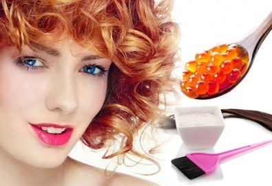 Боядисване с боя на клиента, масажно измиване, маска с хайвер, серум и оформяне на ежедневна прическа в студио за красота LD