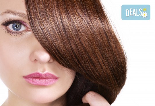 Арганова или кератинова терапия за коса, полиране и оформяне на прическа със сешоар в студио за красота Jessica - Снимка 1