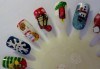 Празничен маникюр за Коледа и за Нова година с гел лак BlueSky, рисувани 2 тематични декорации, вграждане на камъчета и смесване на цветове от Салон Мечта! - thumb 16