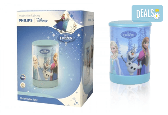 За сладки сънища! Малка преносима LED лампа за деца на Philips с героите от Frozen! - Снимка 1