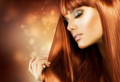 Боядисване с боя на клиента, подстригване, масажно измиване и сешоар - прав или букли в салон за красота Bella Style!