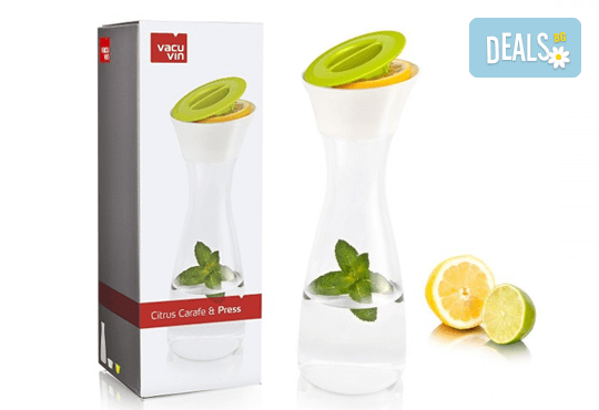 Свежо и изгодно! Вземете гарафа за вода и освежителни напитки с приставка за цедене на цитруси на фирмата VacuVin! - Снимка 1