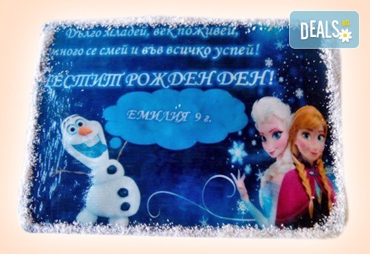 За рожден ден! Детска торта 16 парчета със снимка на любим герой, блат от мъфини, шоколадов крем и надпис пожелание от Muffin House! - Снимка 5