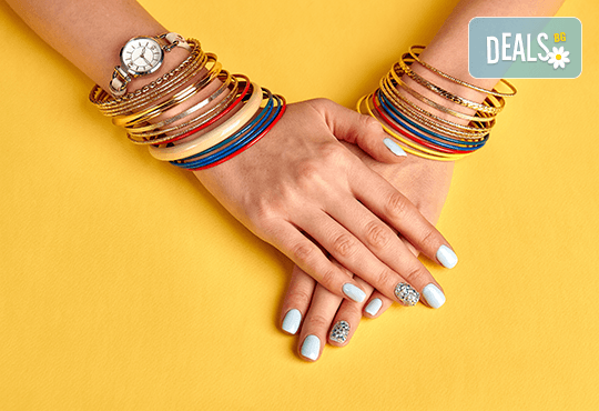 Красиви ръце! Маникюр с гел лак Bluesky и 2 декорации в салон за красота Алма Морел! - Снимка 1