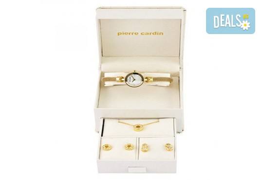 Стилен комплект за любимата жена на Pierre Cardin - часовник, 2 чифта обици и колие в цвят по избор! - Снимка 2