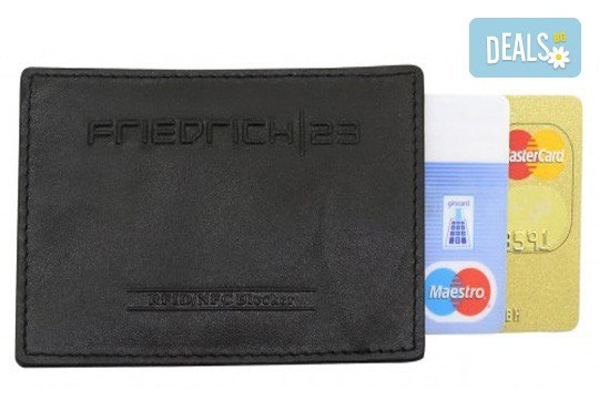 Практично и сигурно! Калъф от естествена кожа с RFID защита за безконтактни кредитни карти - Снимка 1