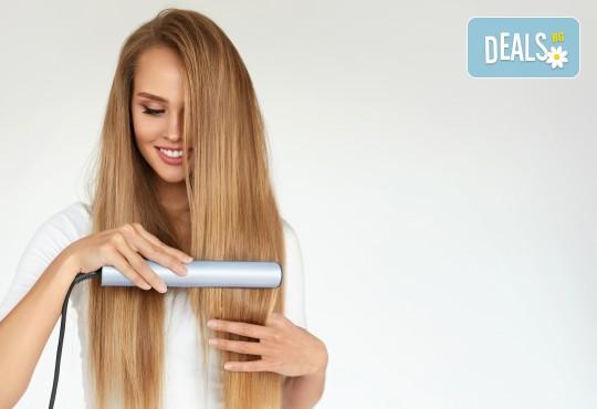 Масажно измиване с професионални продукти на Wella, нанасяне на маска, оформяне на прическа със сешоар или преса и стилизиране във V&A Glamour Beauty Salon! - Снимка 1