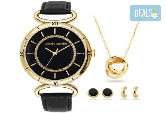 Стил и красота! Комплект часовник, колие и два чифта обеци на Pierre Cardin + безплатна доставка! - Снимка 1