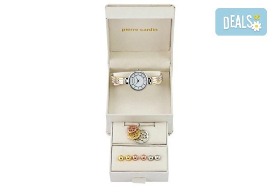 Комплект часовник с трицветна верижка, колие и три чифта обеци на Pierre Cardin + безплатна доставка! - Снимка 2