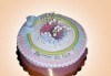 За кумовете! Празнична торта Честито кумство с пъстри цветя, дизайн сърце, романтични рози, влюбени гълъби или др. от Сладкарница Джорджо Джани - thumb 13