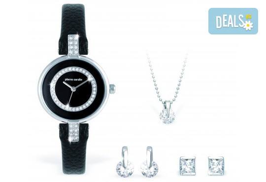 Стилен комплект Pierre Cardin - часовник, 2 чифта обеци и колие + безплатна доставка! - Снимка 1