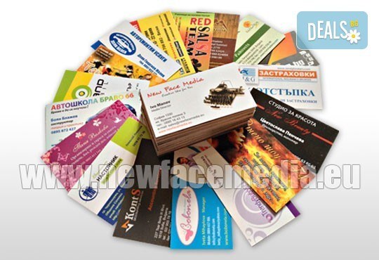 1000 пълноцветни двустранни лукс визитки, 340 гр. картон + дизайн! Висококачествен печат от New Face Media! - Снимка 1