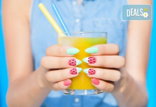 Mаникюр с гел лак BlueSky, 2 или 4 декорации, рисувани и камъчета в Студио за красота Angels of Beauty - Снимка 2