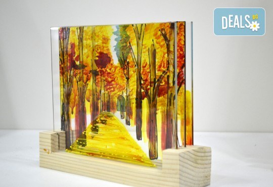 Еднодневен уъркшоп за рисуване върху стъкло - 3D картина, с включени бои и материали от Ателие Цветна магия! - Снимка 1