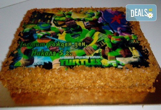 За рожден ден! Детска торта 16 парчета със снимка на любим герой, блат от мъфини, шоколадов крем и надпис пожелание от Muffin House! - Снимка 7