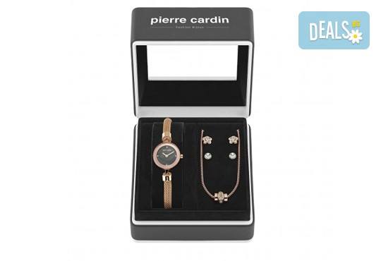 Pierre Cardin - романтичен комплект в розово злато с часовник, 2 чифта обеци и колие - Снимка 2